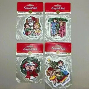 Lot Of 4 Vintage 1995 Campbell Soup Kids Christmas Iron-On Embroidered Patches